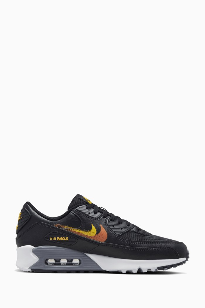 

Air Max 90 Spray Paint Low-top Sneakers in Leather & Mesh, Black