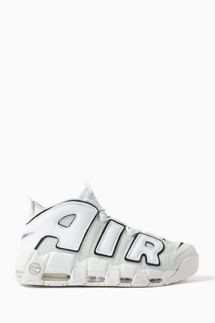 Air More Uptempo '96 Sneakers in Mesh & Leather, Grey