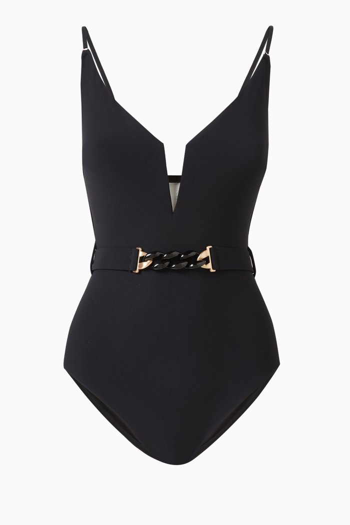 

Devi Plunge V-wire One-piece Swimsuit in Lycra, Black