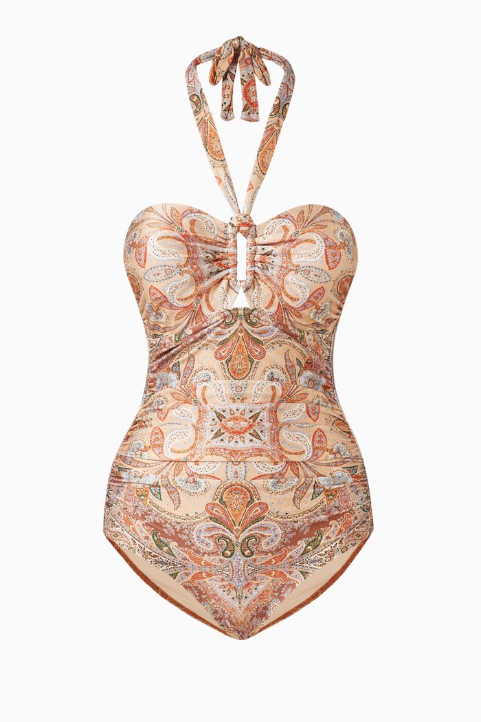 

Devi Wide Link Halter One-piece Swimsuit in Lycra, Multicolour