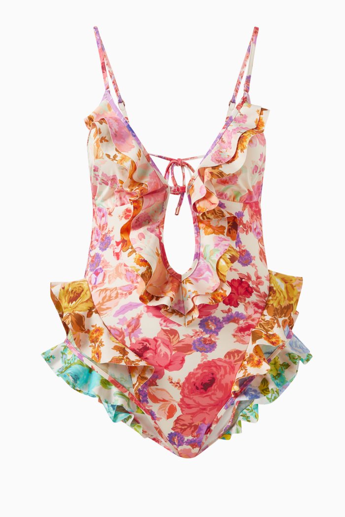 

Raie Waterfall Frill One-piece Swimsuit, Multicolour