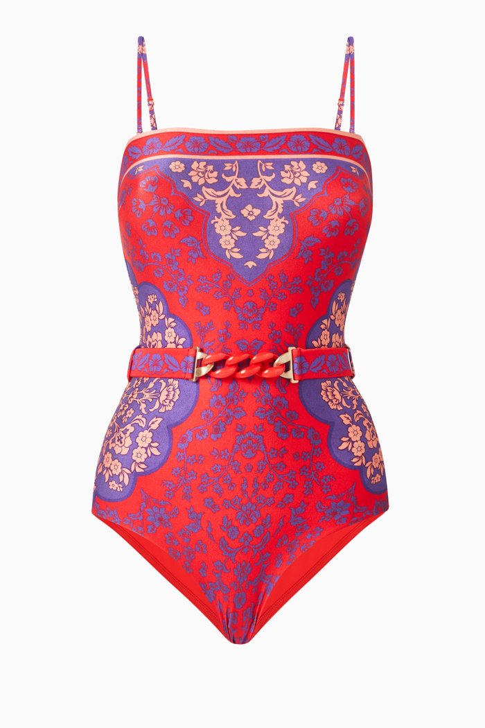 

Raie Chain Link Bandeau One-piece Swimsuit in Lycra, Multicolour