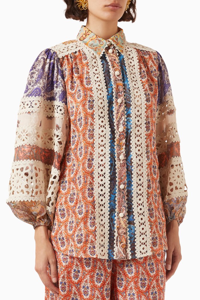 Devi Spliced Billow Blouse, Multicolour