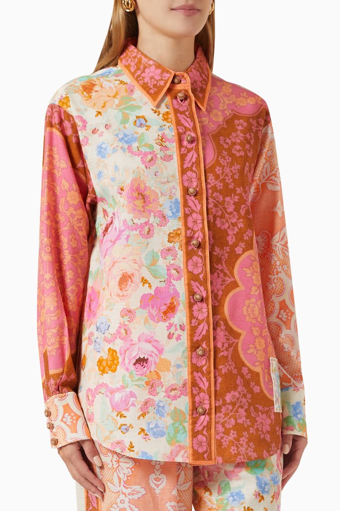 

Raie Spliced Body Shirt in Cotton, Multicolour