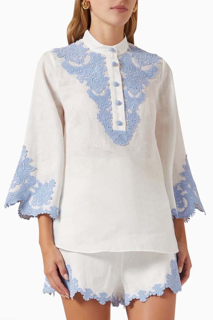 

Raie Embroidered Trim Top, Multicolour