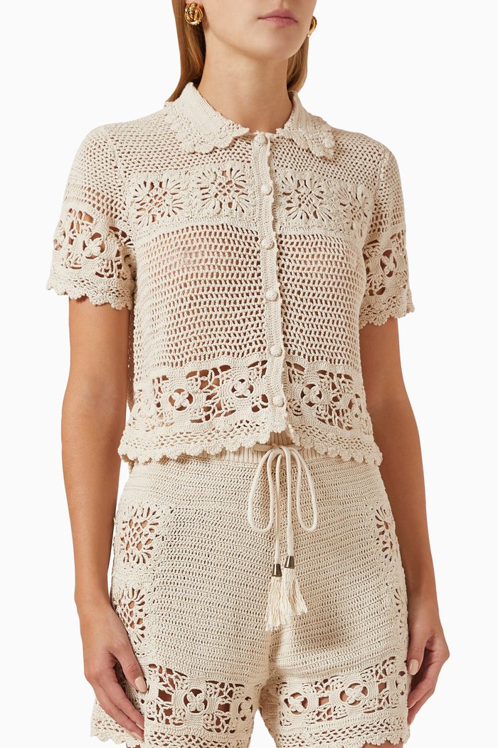 

Chintz Hand Crochet Shirt in Cotton, Multicolour