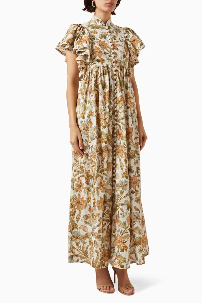 

Chintz Maxi Dress in Cotton-blend Voile, Multicolour