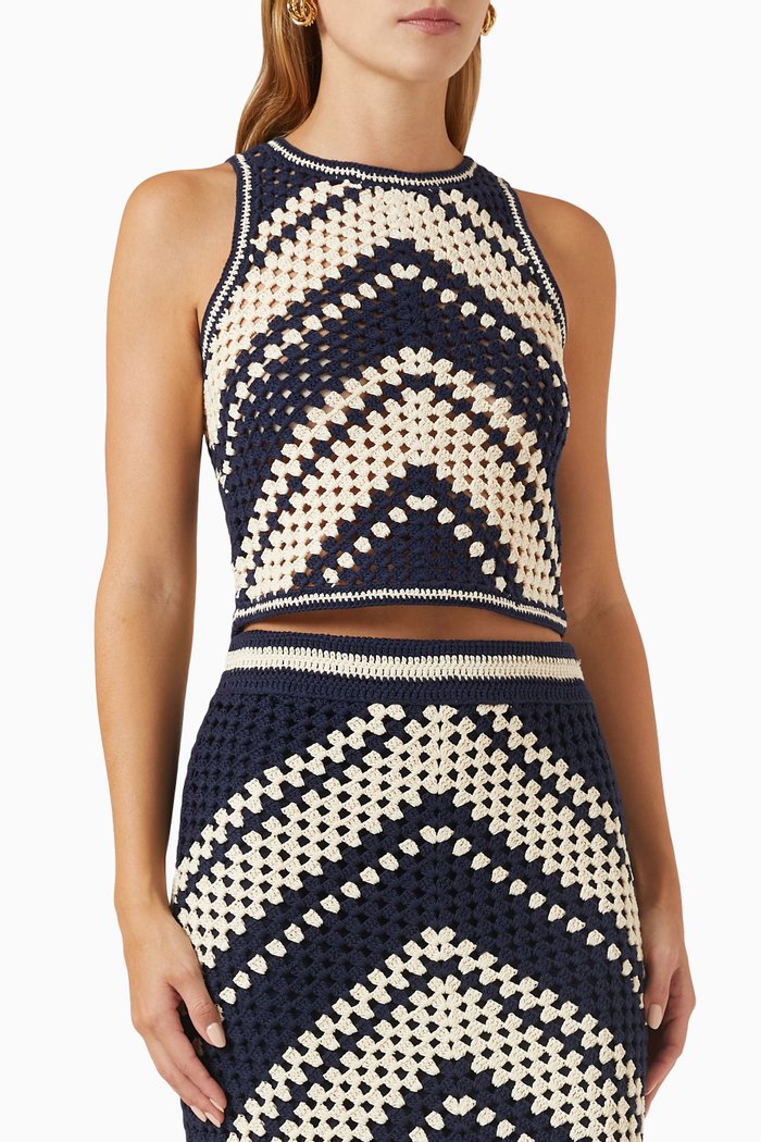 

Chintz Hand Crochet Tank Top in Cotton, Multicolour