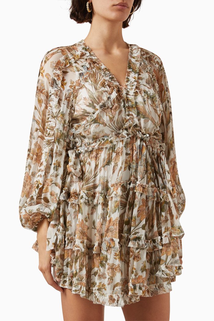 

Chintz Billow Frill Mini Dress in Viscose, Multicolour