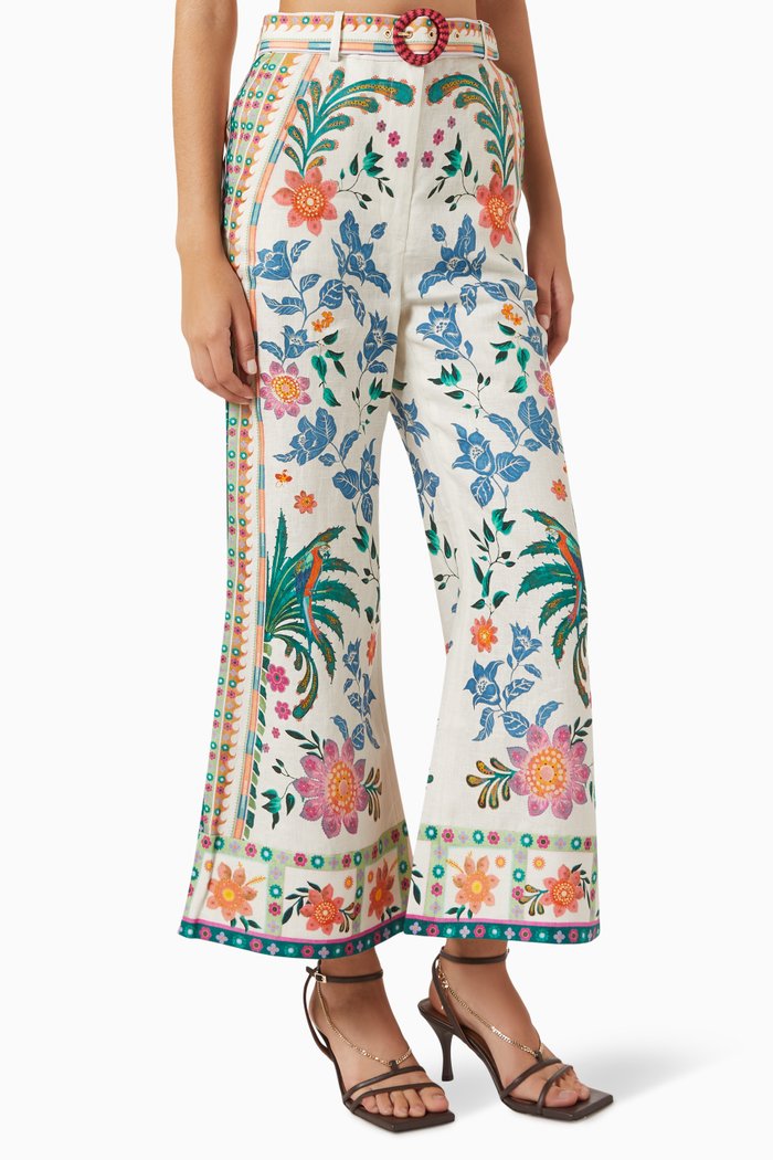 

Ginger Crop Flare Pants in Linen, Multicolour