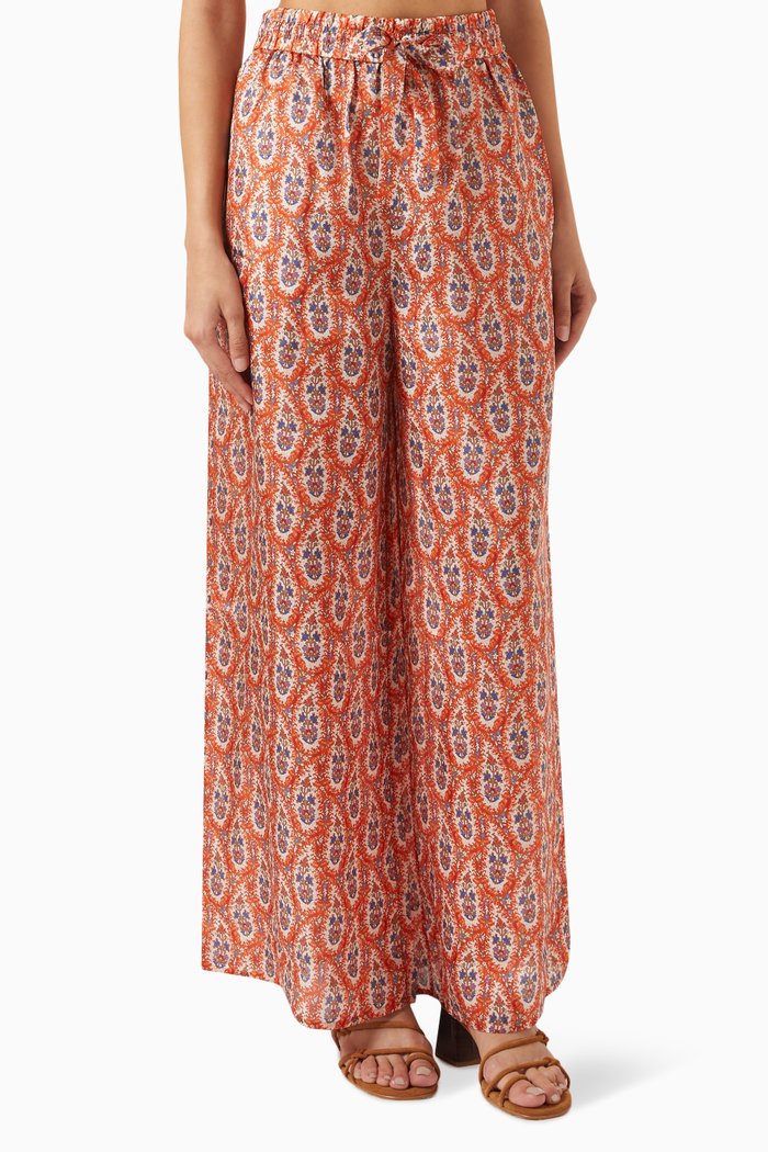 

Devi Draw Waist Pants in Silk, Multicolour