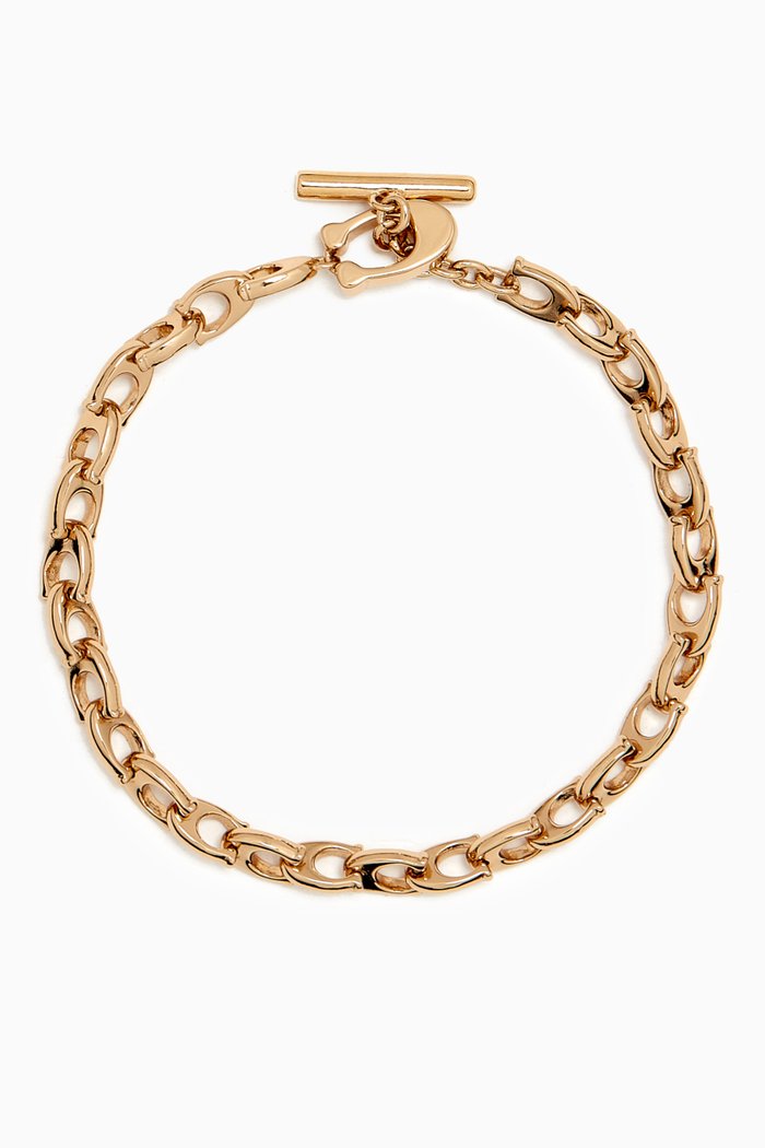 

C Signature Link Bracelet in Metal, Gold
