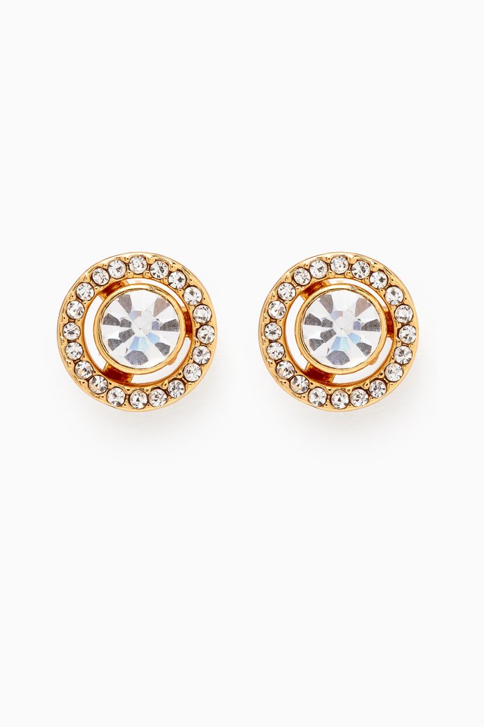 

Pave Halo Stud Earrings in Metal, Gold