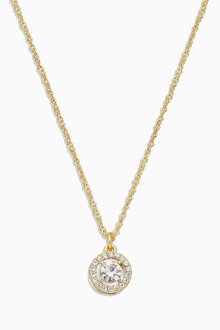 

Pave Halo Pendant Necklace in Metal, Gold