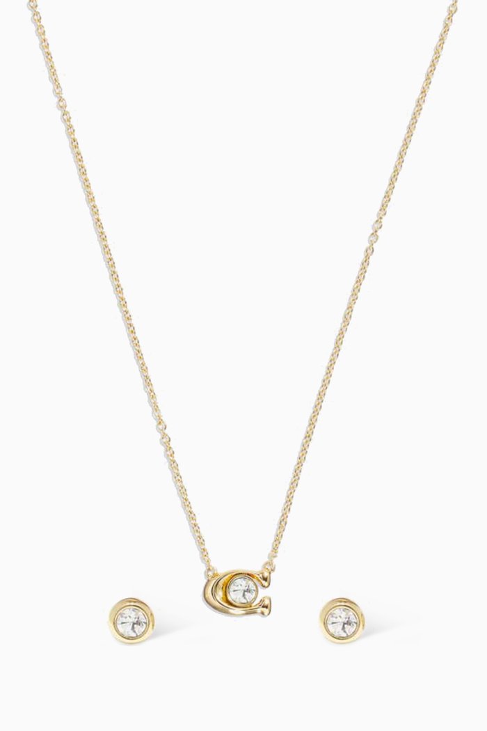 

Signature Necklace & Earring Set in Metal, Gold