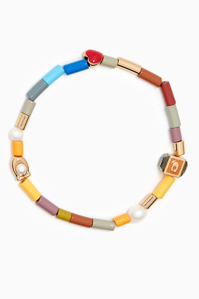 

Signature Beaded Stretch Bracelet in Metal, Multicolour