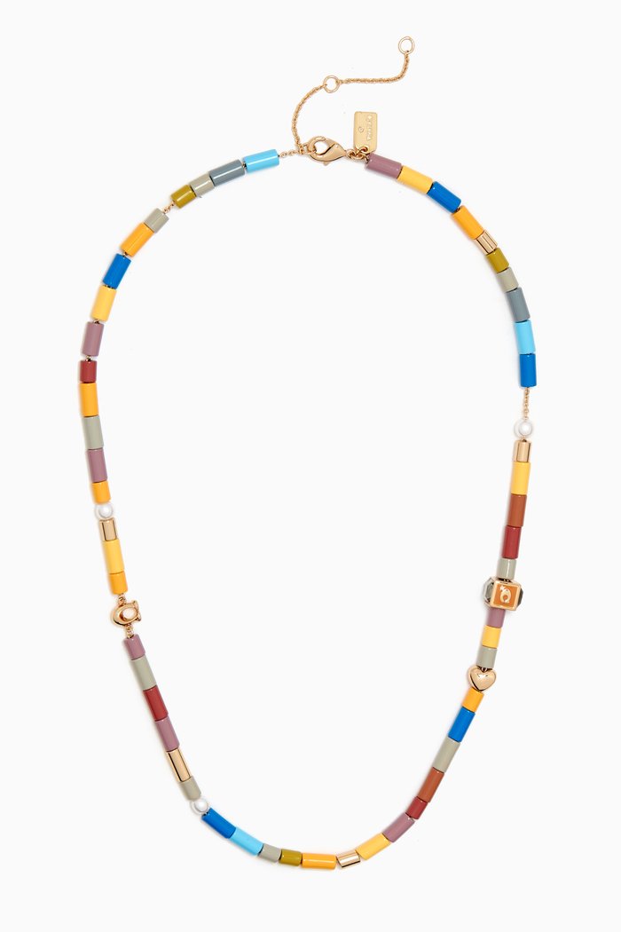 

Signature Beaded Collar Necklace in Metal, Multicolour