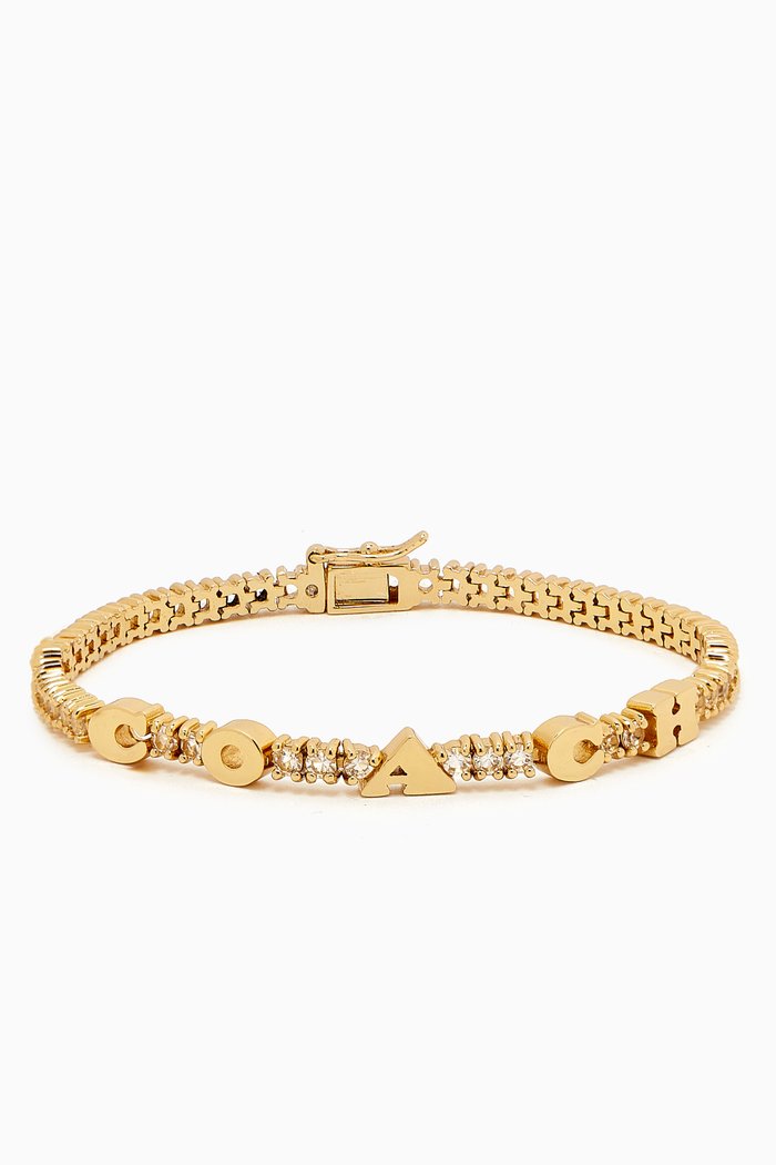 

Signature Logo Tennis Bracelet in Metal, Gold