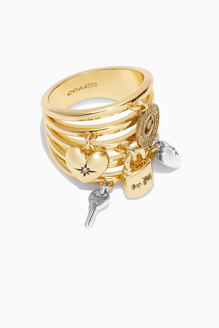 Signature Charm Ring in Brass, Multicolour