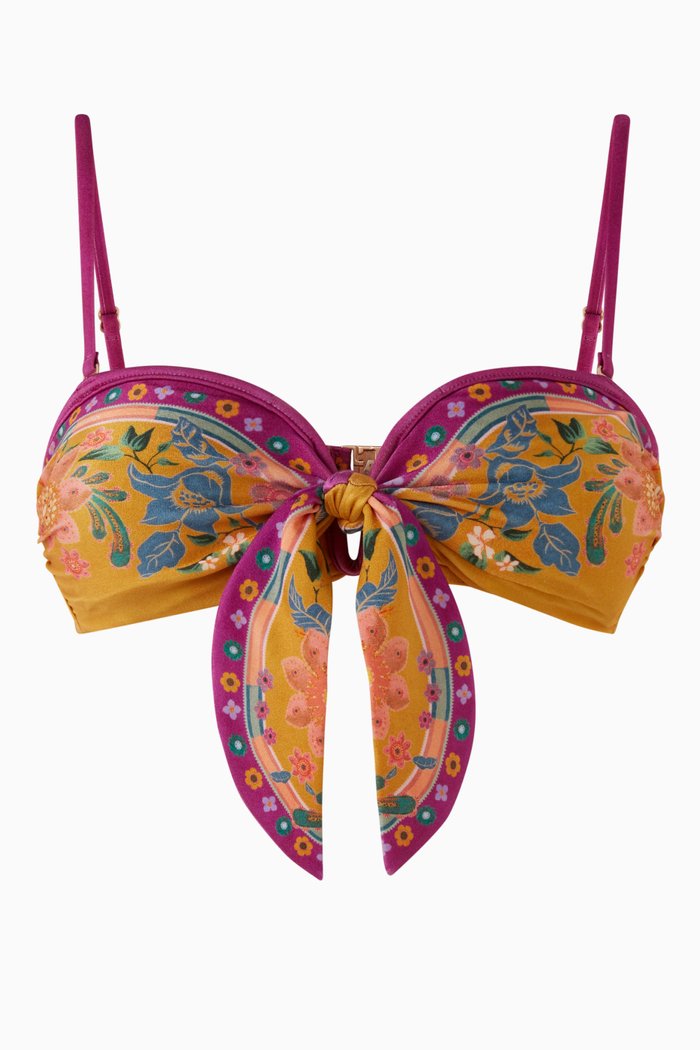 

Ginger Scarf Tie Bikini Bra in Lycra, Yellow