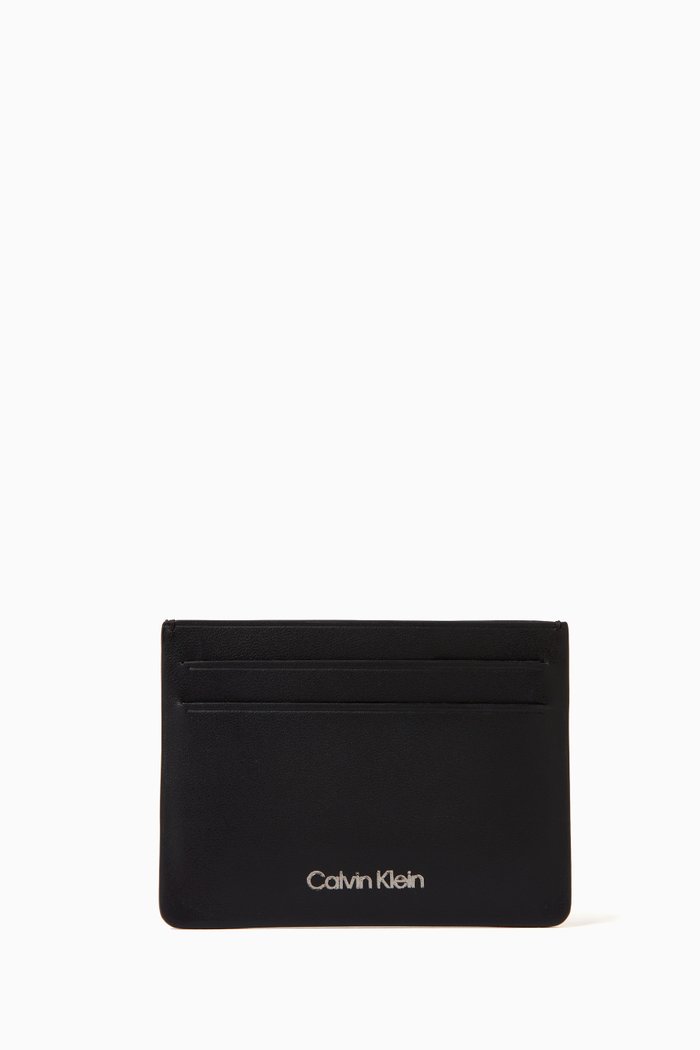

CK Concise Card Holder in Leather, Black