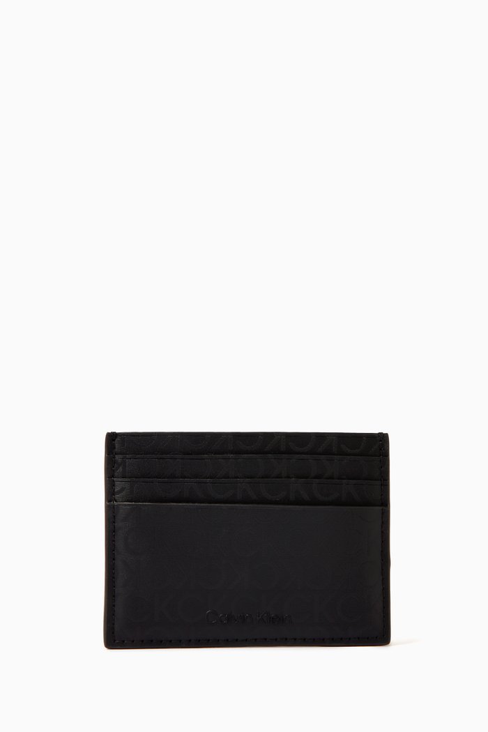 

CK Elevated Card Holder in Faux Leather, Black