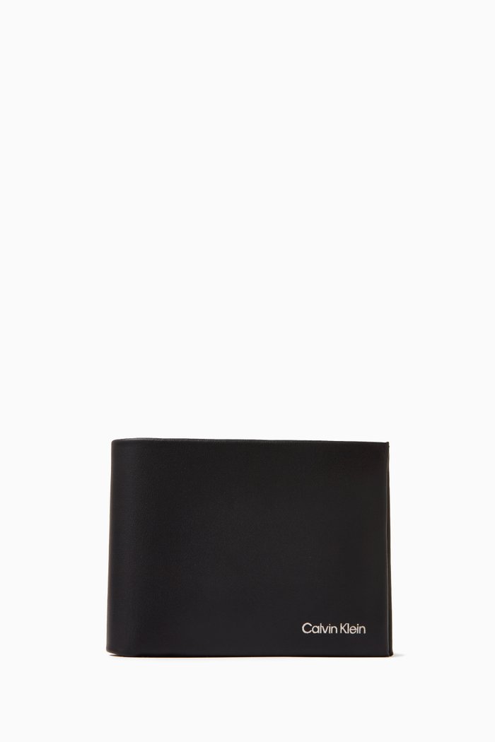 

CK Concise Bi-fold Wallet in Leather, Black