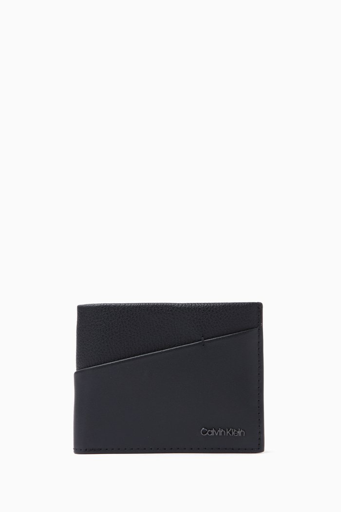 

CK Diagonal Bifold in Grain Leather, Black
