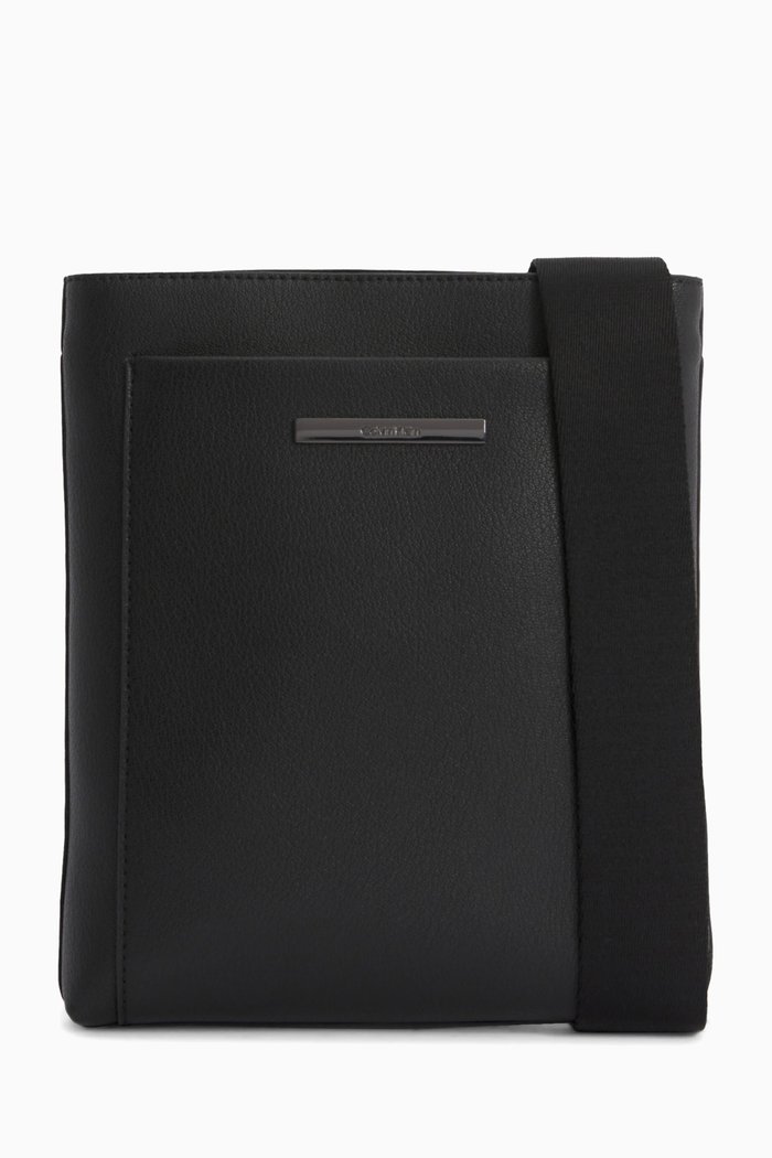 

Modern Metal Flatpack in Faux Leather, Black