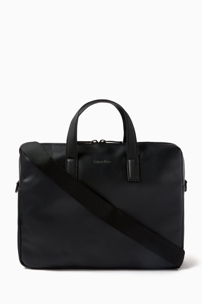 

CK Must Laptop Bag Smo in Faux Leather, Black