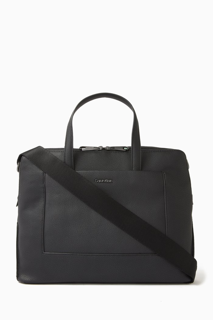 

Modern Laptop Bag in Faux Leather, Black