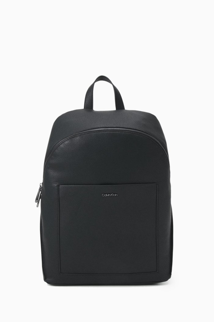 

Diagonal Campus Backpack in Faux Leather, Black