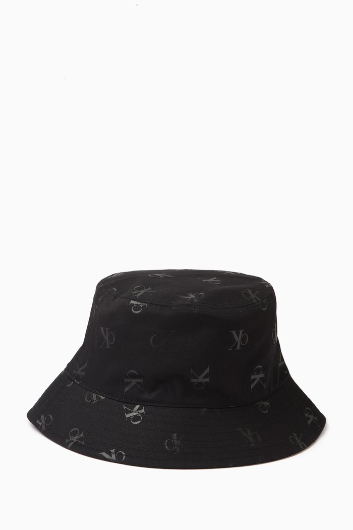 

All-over Logo Bucket Hat in Cotton, Black