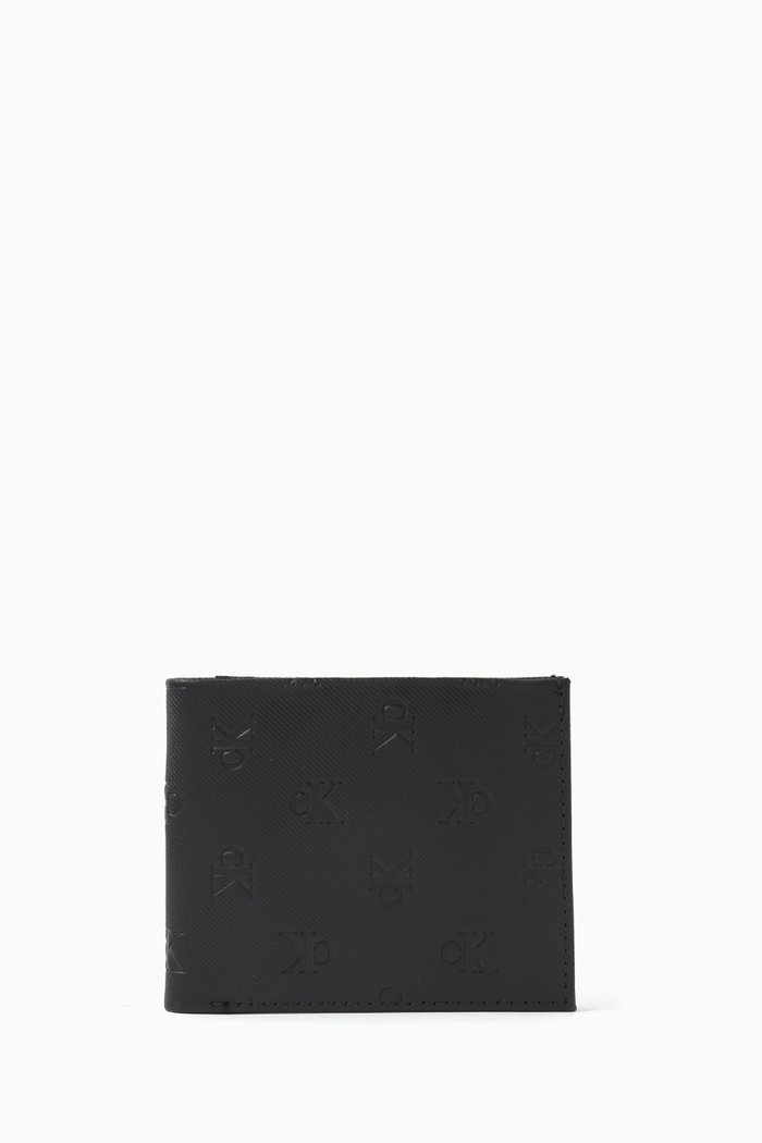 

All-over Logo Billfold Wallet in Faux Leather, Black