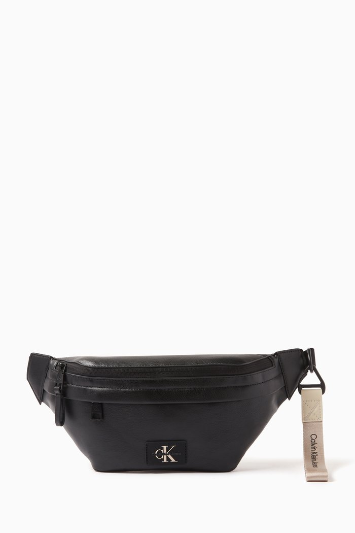 

Logo Tag Belt Bag in Faux Leather, Black