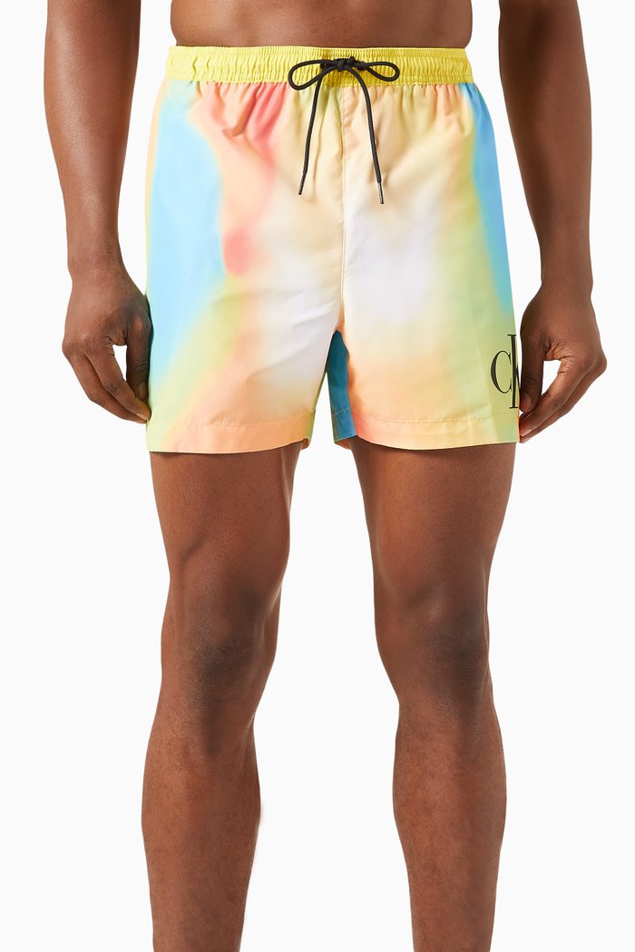 

Monogram Logo Print Swim Shorts in Recycled Nylon, Multicolour