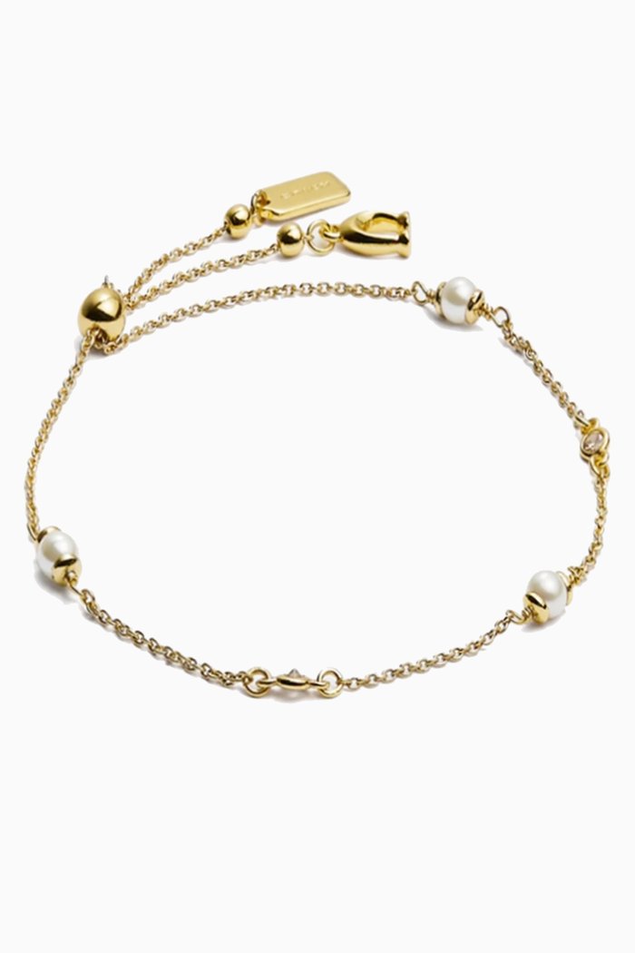 

Pearl Slider Bracelet in Brass, Gold