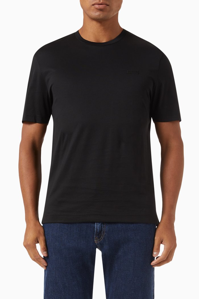 

Crew Neck T-shirt in Cotton Jersey, Black