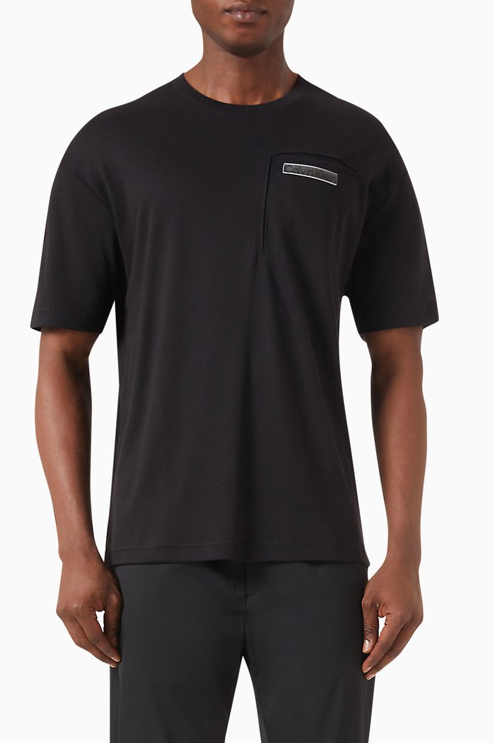 

3D Logo Pocket T-shirt in Cotton, Black
