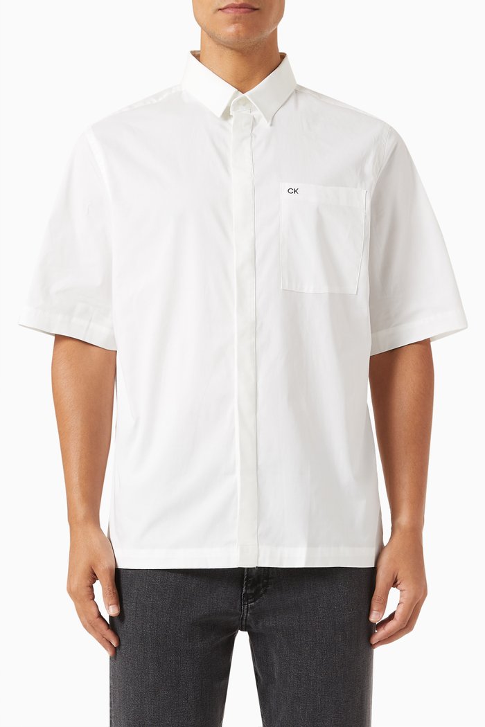 

Short-sleeve Shirt in Stretch Poplin, White