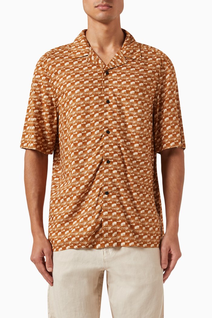 Bowling Shirt in Viscose, Brown
