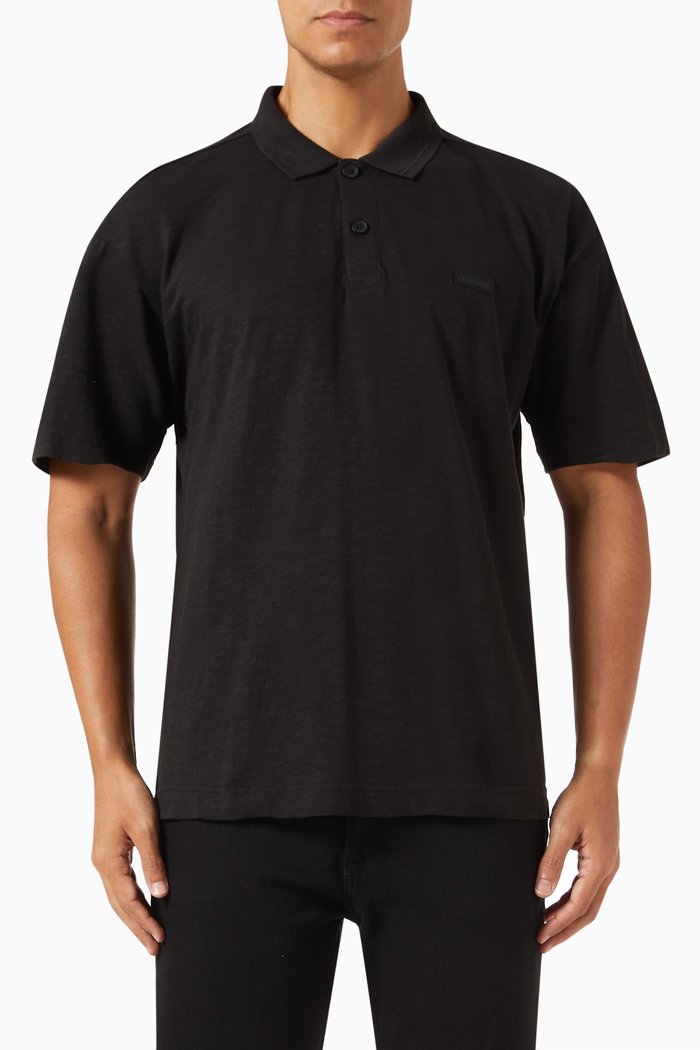 Polo Shirt in Cotton Blend, Black