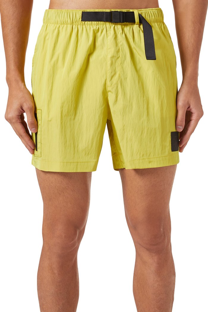 

Webbing Belt Swim Shorts in Recycled Nylon Blend, Yellow
