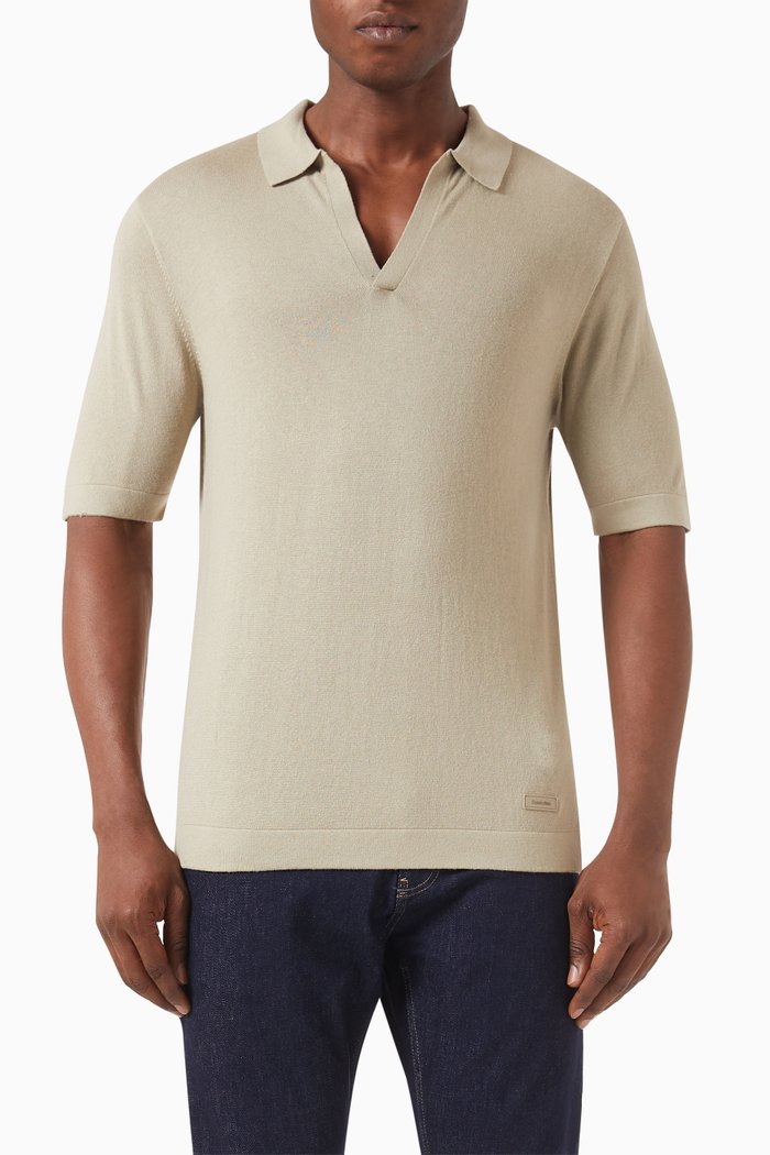 

Comfort Polo Shirt in Cotton Silk, Neutral