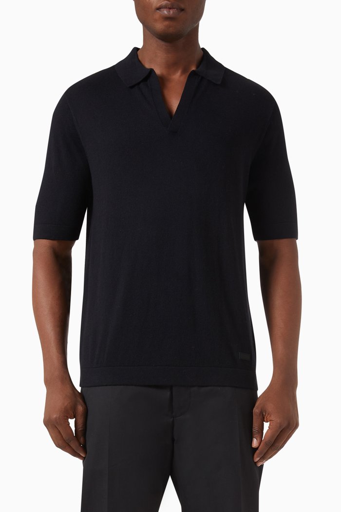 

Comfort Polo Shirt in Cotton-silk Blend, Black