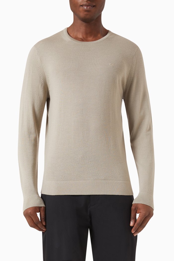 

Merino Crewneck Sweater in Merino Wool, Neutral