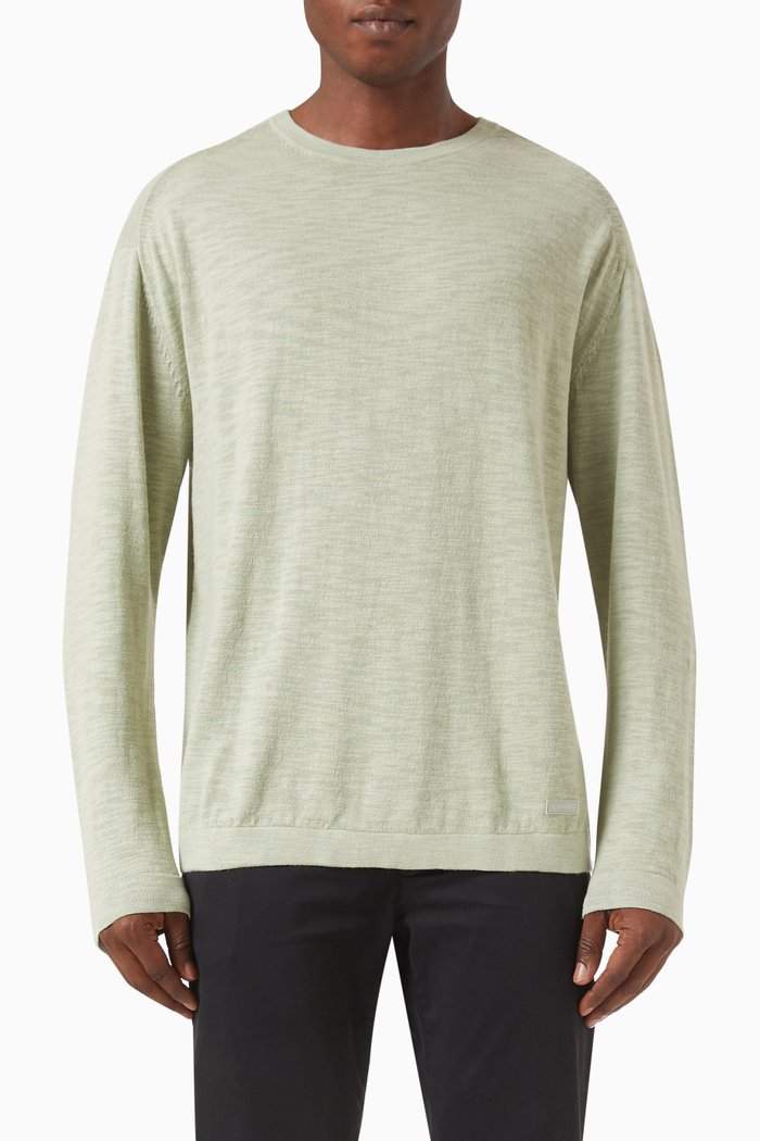 

Comfort Sweater in Cotton-linen Blend, Green