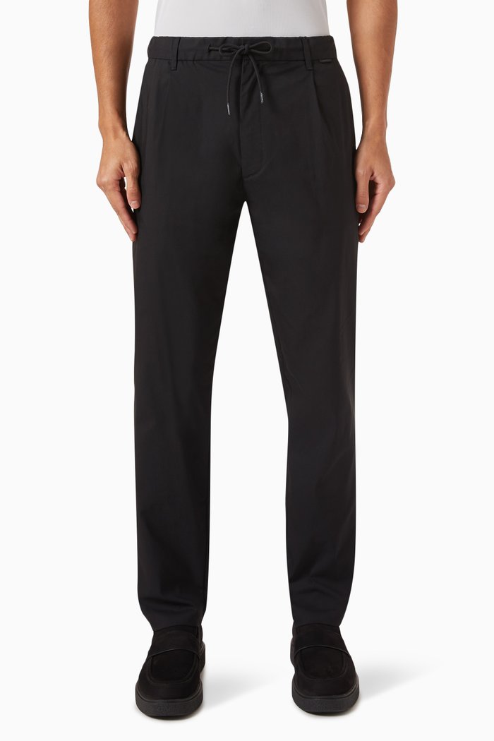 

Pleated Pants in Cotton Blend, Black