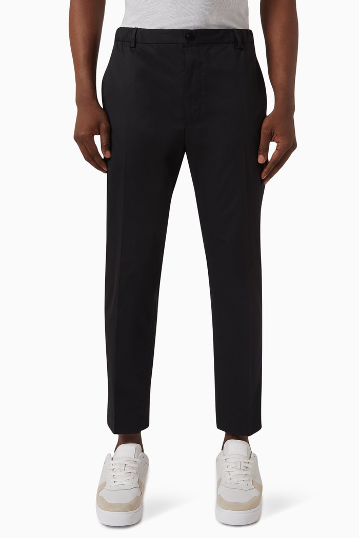 

Cropped Pants in Cotton Blend, Black