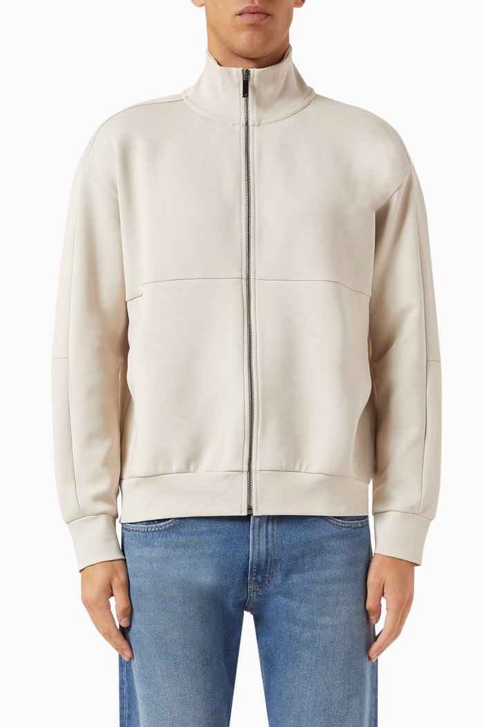 

Comfort Zip-up Jacket in Organic-cotton Blend, Neutral